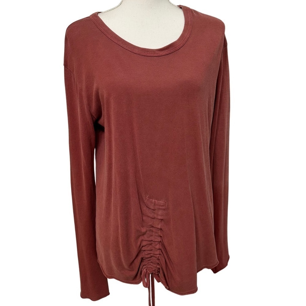 Wilt Drawstring Tie Front Top Burnt Coral Size Medium NEW WITH TAGS